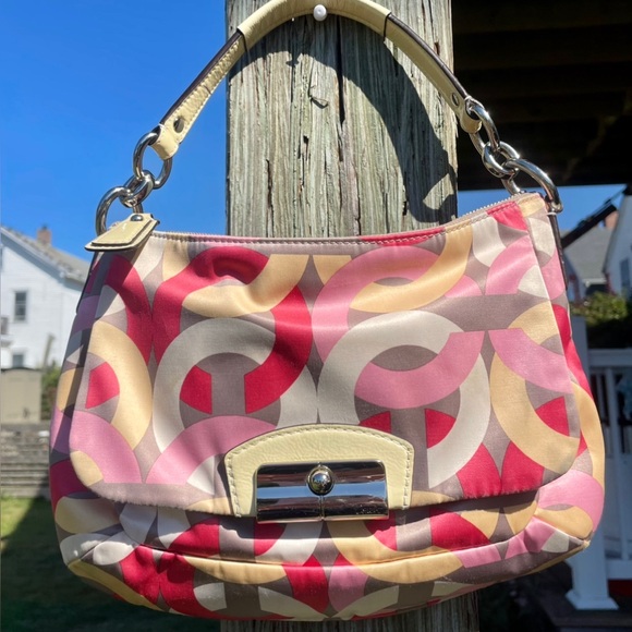 Coach Y2K Signature Kristin Pink Multicolor Shoulder/Hobo Bag/Purse. - Picture 1 of 8